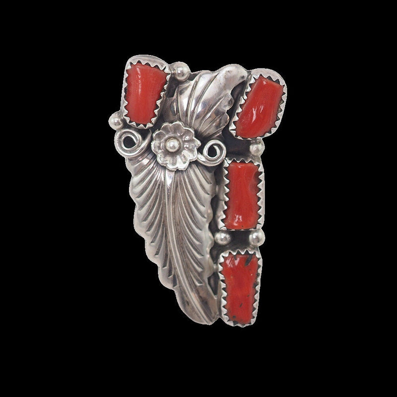 Native American Sterling Silver Coral Ring