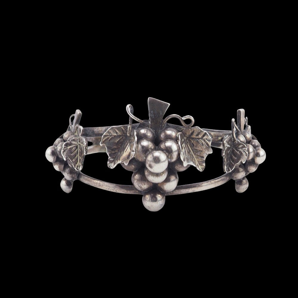 Mexcian Sterling Silver Grapes Cuff Bracelet