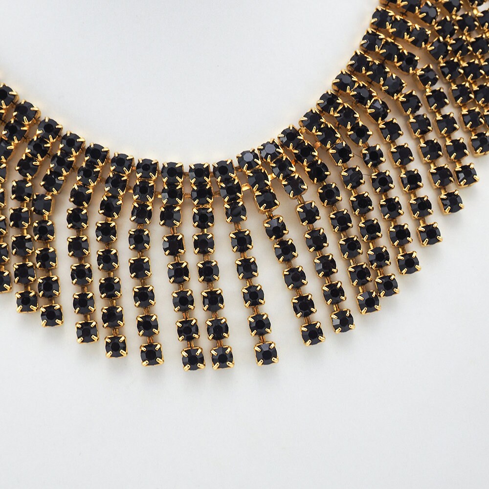 Vintage Garnet Rhinestone Collar Necklace