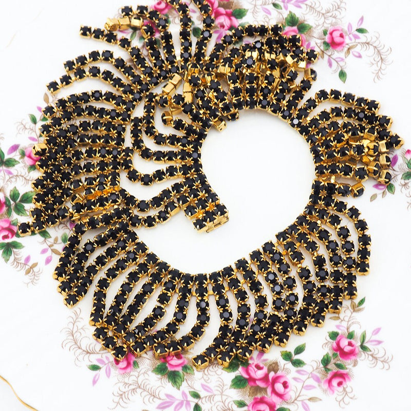 Vintage Garnet Rhinestone Collar Necklace