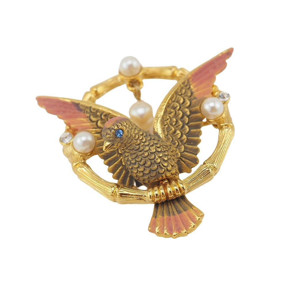 Joan Rivers Bird Brooch - Perched Bird Brooch – Vintage Jewelry Girl