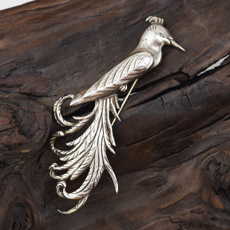 vintage Danecraft Sterling Bird Broche - Oiseau du Paradis