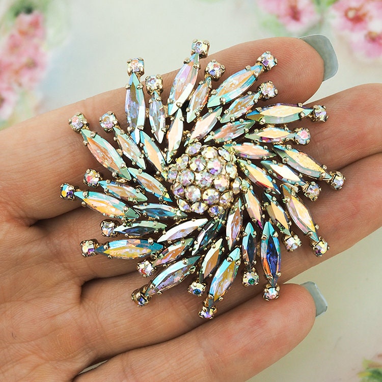 Vintage Sherman Brooch - Aurora Borealis Brooch – Vintage Jewelry Girl