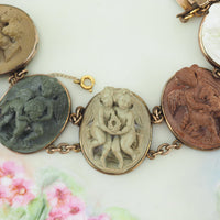 ON HOLD - Lava Cameo Bracelet, Carved Cameo, Gold Cameo, Antique Cameo, Victorian Cameo, Cupid Cameo, Vintage Bracelet, 7K Gold