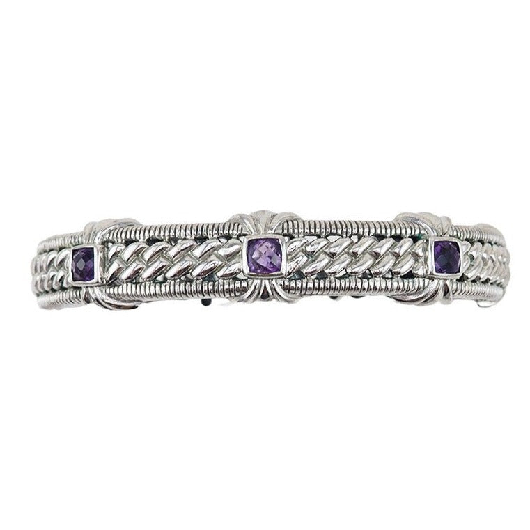 Judith Ripka Bracelet, Amethyst Bracelet, Cuff Bracelet, Sterling Silver Bracelet, Designer Bracelet, Judith Ripka Jewelry, 925 Bracelet