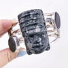 Charles Albert Bracelet, Cuff Bracelet, Sterling Silver, Tribal Bracelet, Stone Cuff Bracelet, Carved Stone Cuff, Wide Cuff Bracelet, 925