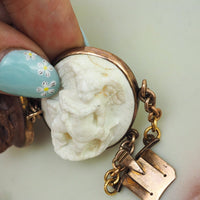ON HOLD - Lava Cameo Bracelet, Carved Cameo, Gold Cameo, Antique Cameo, Victorian Cameo, Cupid Cameo, Vintage Bracelet, 7K Gold