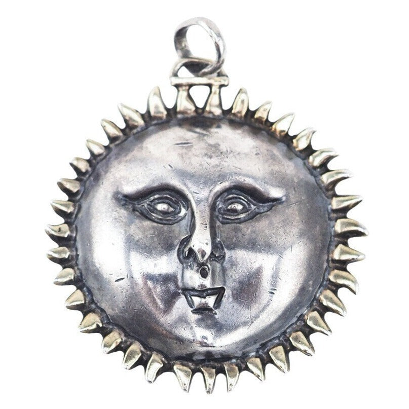Sergio Bustamante, Sun Pendant, Sterling Silver Pendant, Vintage Pendant, Mexican Silver, Handmade Silver Chain Option, Sterling Necklace
