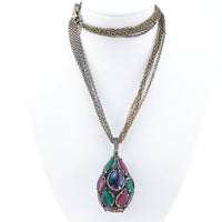 Trifari Rennaisance, Trifari Necklace, Modernist Necklace, MidCentury Necklace, Pendant Necklace, Glass Necklace, Multicolored Necklace
