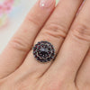 Bohemain Garnet Ring, Vintage Ring, Sterling Silver Ring, Silver Garnet Ring, Rose Cut Garnet, Cross Ring, 925 Ring, Vintage Garnet