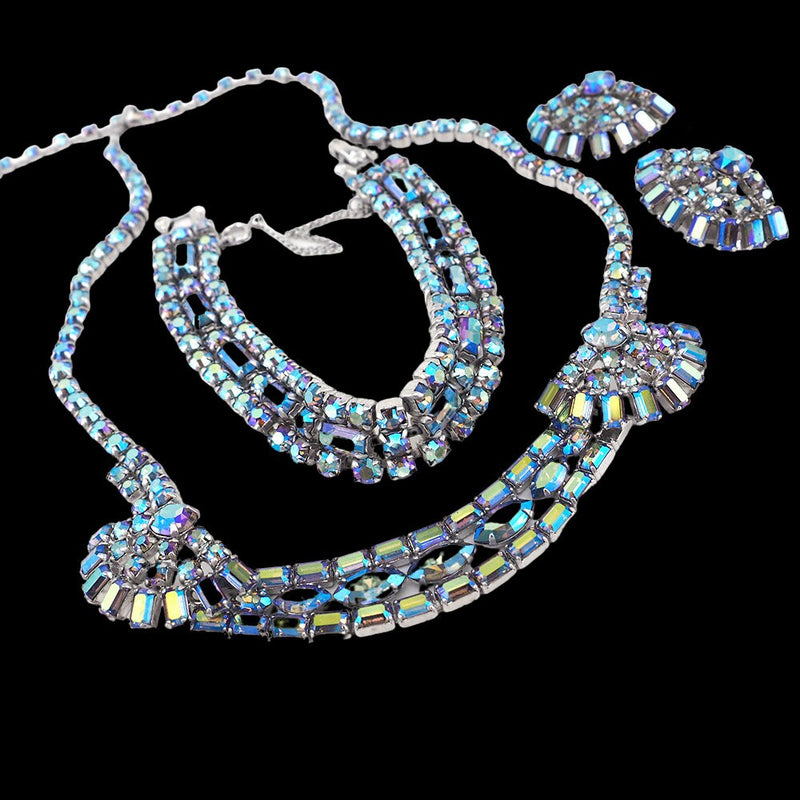 Vintage Sherman Jewelry, Bridal Jewelry Set, Vintage Rhinestone Jewelry, Gustave Sherman, Vintage Jewelry Set, Sherman Bracelet, 1950s