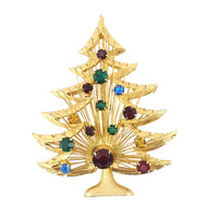 Christmas Tree Brooch, Vintage Brooch, Brooks Tree Brooch, Harp Brooch, Christmas Brooch, Rhinestone Brooch, Gold Tone Brooch, Vintage Gift