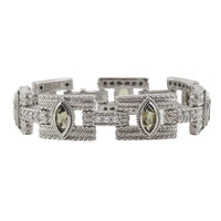 Vintage Style Bracelet, Judith Ripka, Olive Quartz, Link Bracelet, Sterling Silver Bracelet, Gemstone Bracelet, Designer Bracelet, 925