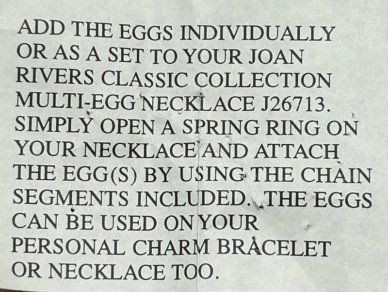 Joan Rivers Charms, Joan Rivers Egg, Charm Extension, Set of 3, Faberge Egg, Egg Necklace, Enamel Egg Charm, Vintage Camera Charm