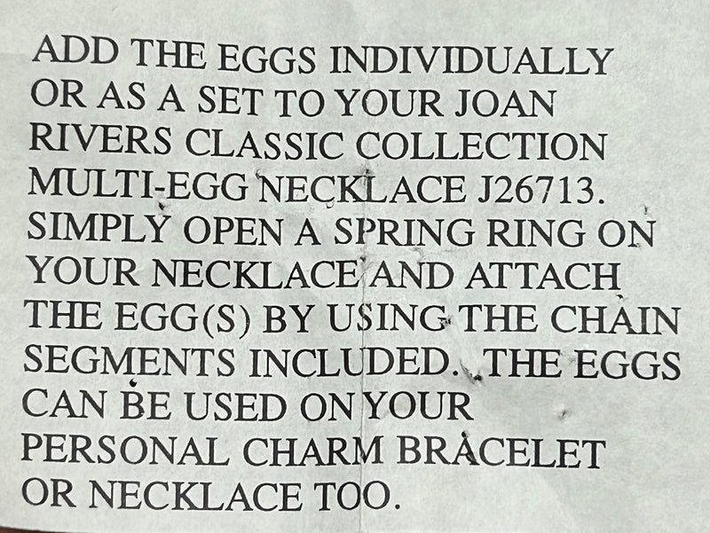 Joan Rivers Charms, Joan Rivers Egg, Charm Extension, Set of 3, Faberge Egg, Egg Necklace, Bear Charm, Charm Set, Enamel Egg Charm