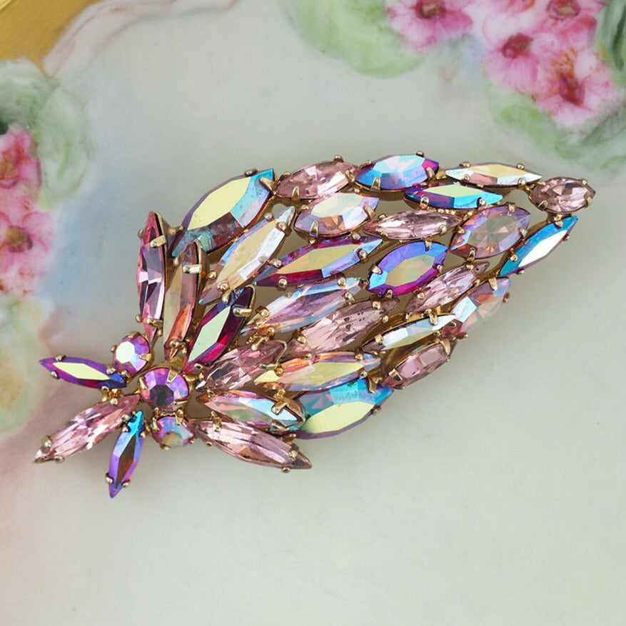 Pink Rhinestone Brooch, Pink Aurora selling Borealis and Pink Rhinestone Brooch!