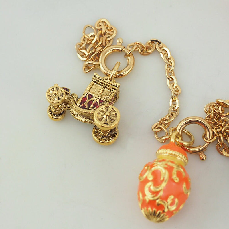 Joan Rivers Charms, Joan Rivers Egg, Charm Extension, Set of 3, Faberge Egg, Egg Necklace, Carriage Charm, Urn Charm, Enamel Egg Charm