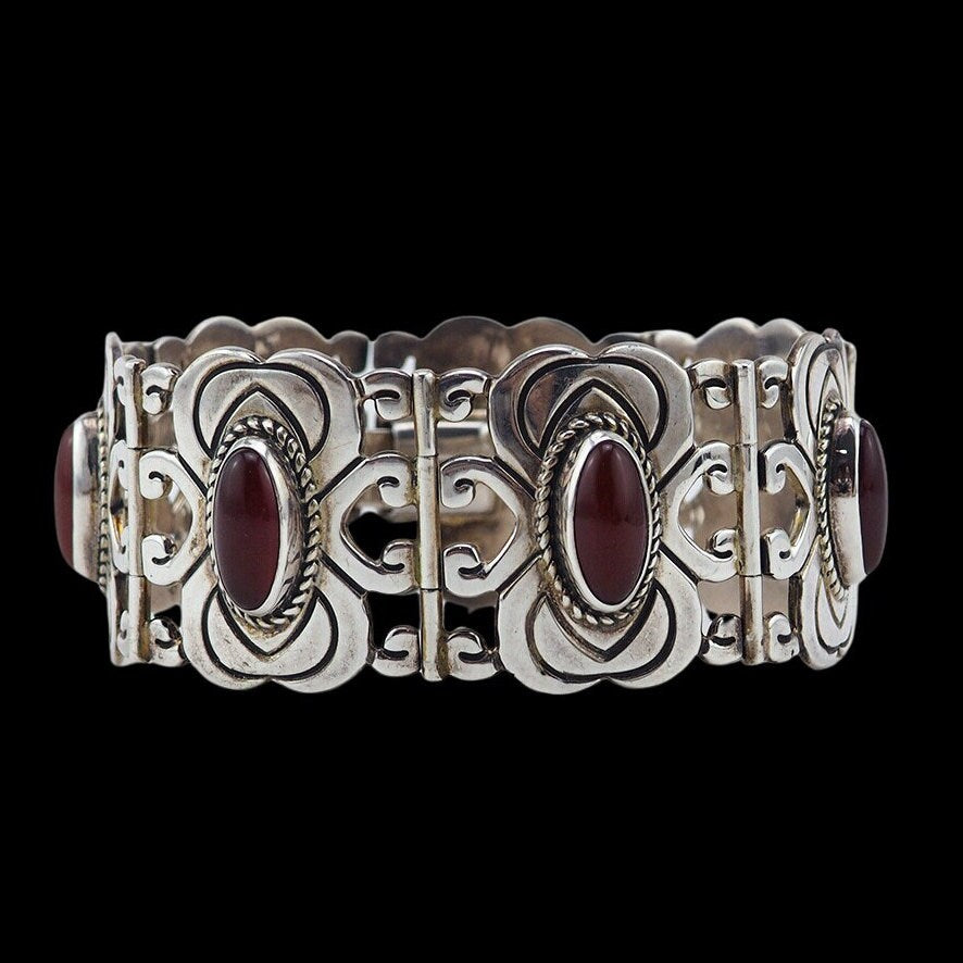 Mexican Silver and Carnelain Bracelet – Vintage Jewelry Girl