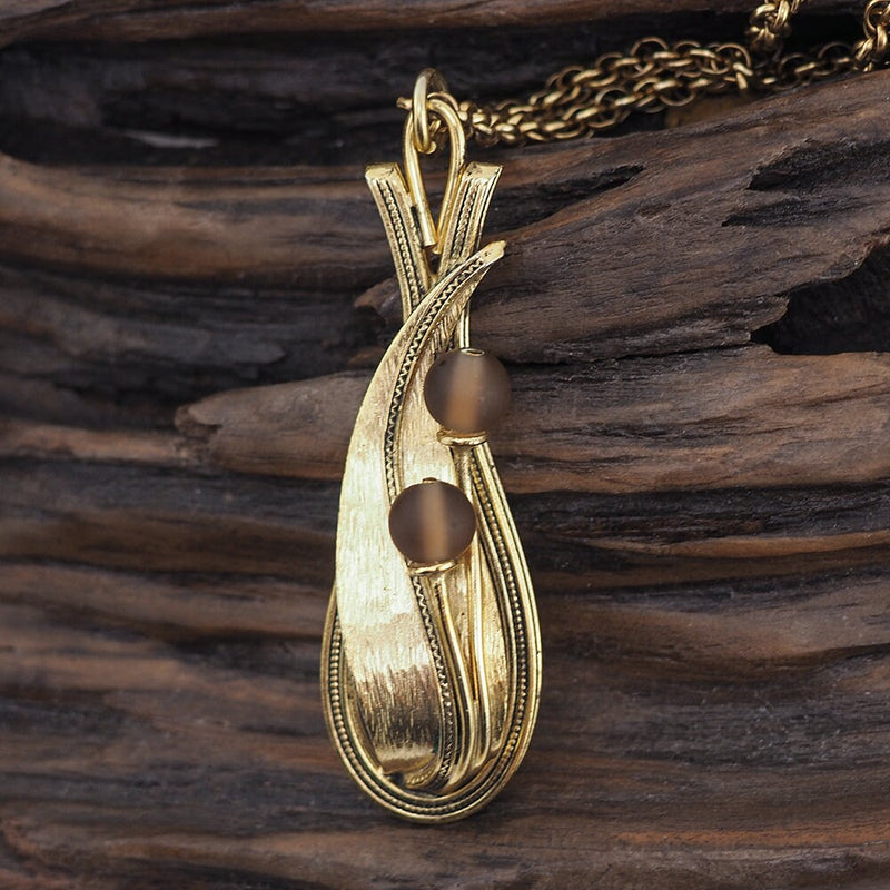 Whiting & Davis Necklace, Long Pendant Necklace, Nature-Inspired Necklace, Whiting And Davis Jewelry, Gold Tone Necklace, Elegant Necklace