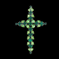 Vintage Cross Pendant, Czech Cross Brooch, Vintage Czech Jewelry, Rhinestone Cross, Green Cross, Green Rhinestone, Crystal Cross Pendant