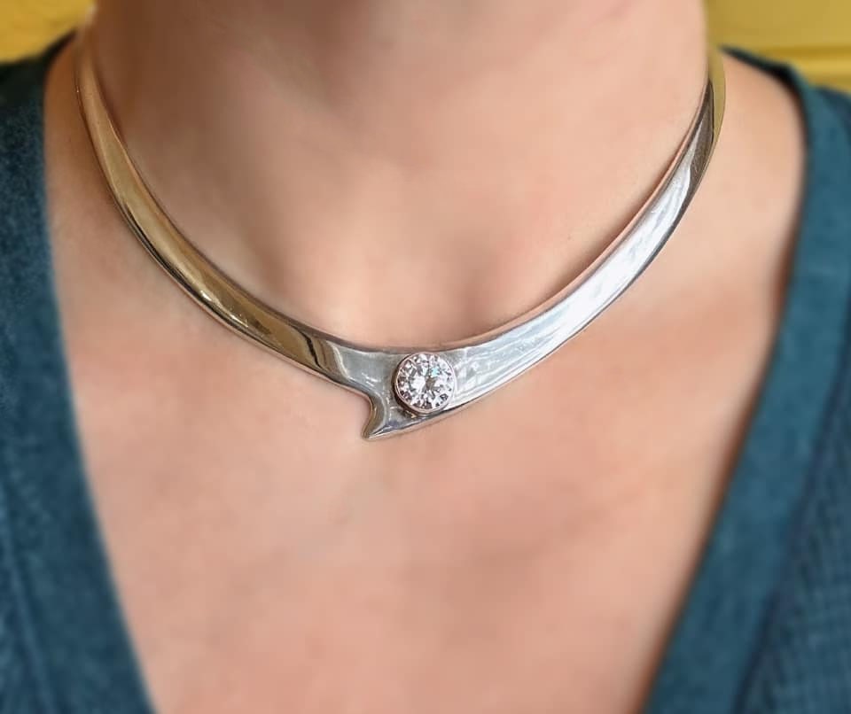 Collar Necklace, Cubic Stone Necklace, Sterling Silver Collar, Mexican Silver Necklace, Silver Necklace, Mexican Silver, Handmade Necklace