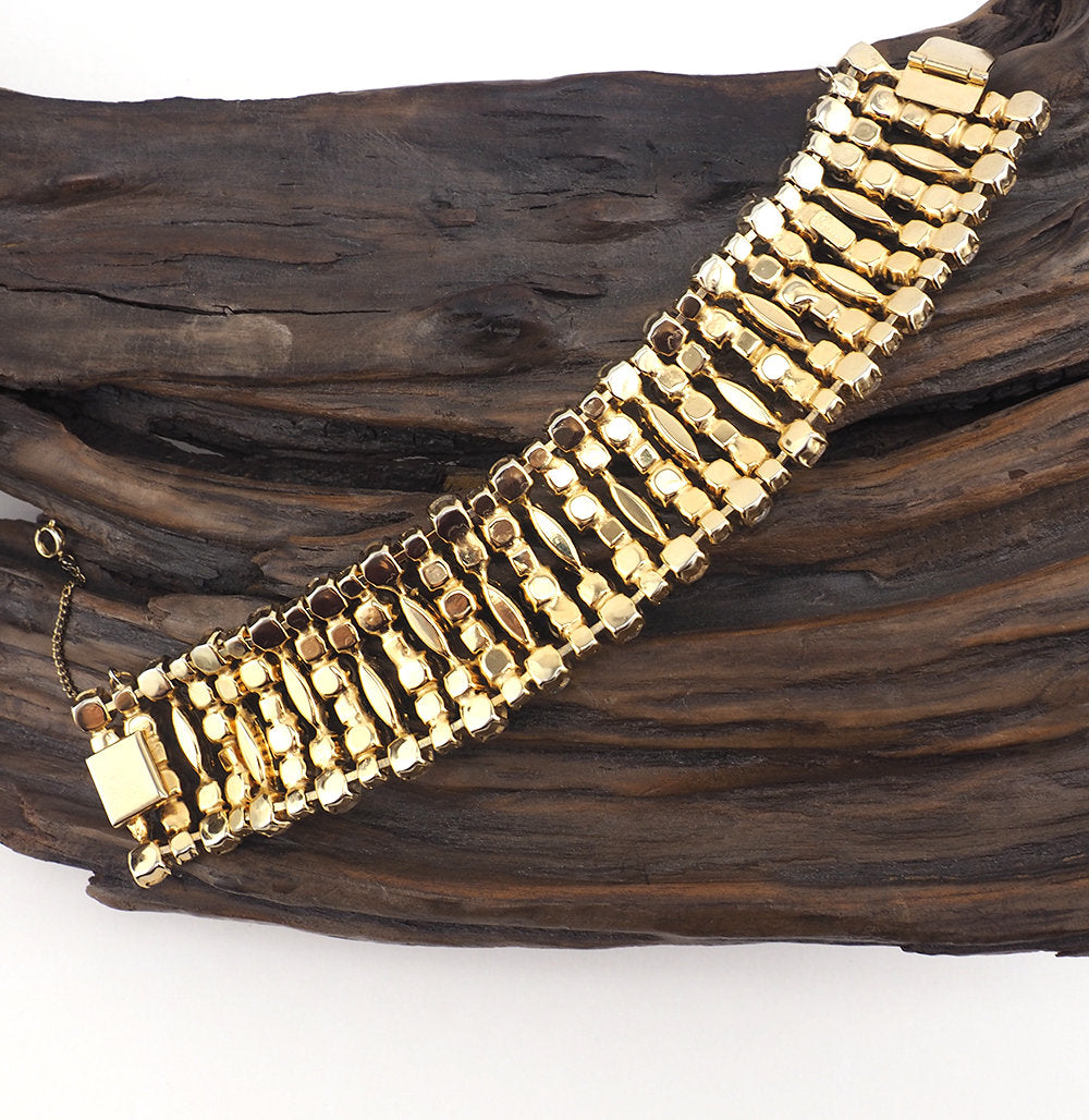 Vintage Wide Sherman Rhinestone Bracelet – Vintage Jewelry Girl