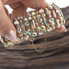 Wide Sherman Rhinestone Bracelet, Vintage Bracelet, Aurora Borealis Bracelet, Sherman Bracelet, Sherman Jewelry, Bridal Jewelry, Crystal