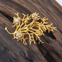Castlecliff Brooch, Coral Branch Brooch, Rhinestone Brooch, Vintage Brooch, Gold-Tone Brooch, Castlecliff Jewelry, Branch Brooch