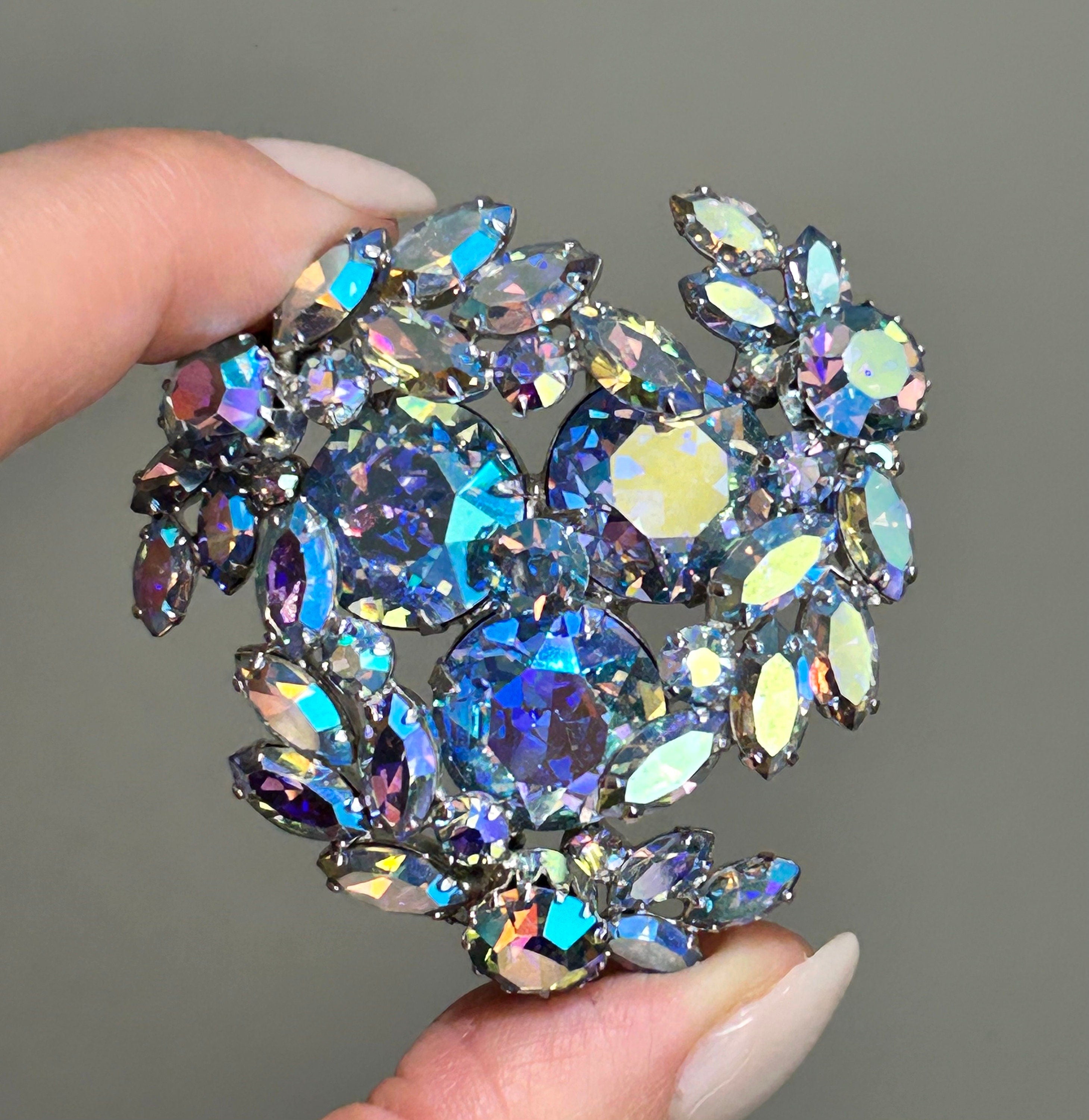 Vintage Sherman Blue Aurora Borealis Brooch – Vintage Jewelry Girl