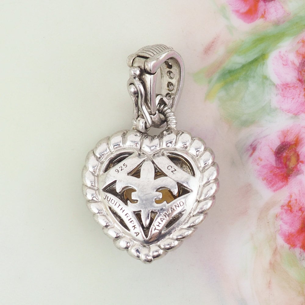 Judith Ripka Sterling & 2024 CZ Heart enhancer pendant