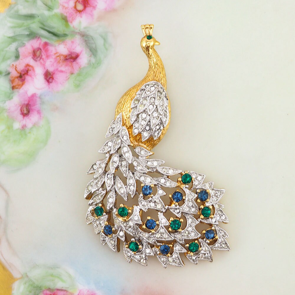 Vintage Designer Rhinestone Peacock Brooch – Vintage Jewelry Girl