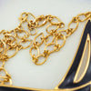 Monet Necklace, Monet Jewelry, Black Enamel Necklace, 1980s Necklace, Designer Jewelry, Gold Tone Necklace, Classic Necklace