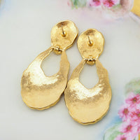 Enamel Earrings, Drop Earrings, Statement Earrings, Gold Tone Earrings, Pierced Earrings, 1980s Earrings, Peachy Earrings, Costume Earrings